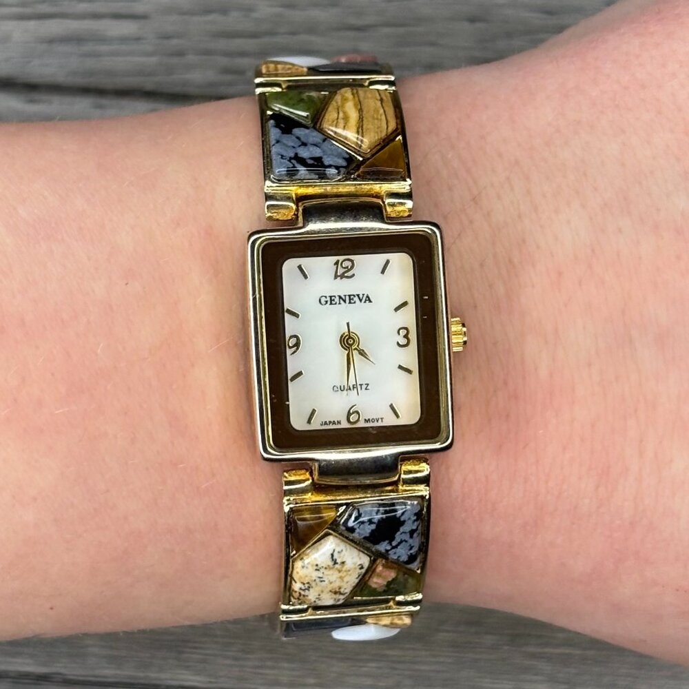 Vintage Geneva Quartz Watch for Women with Colorful Crystals